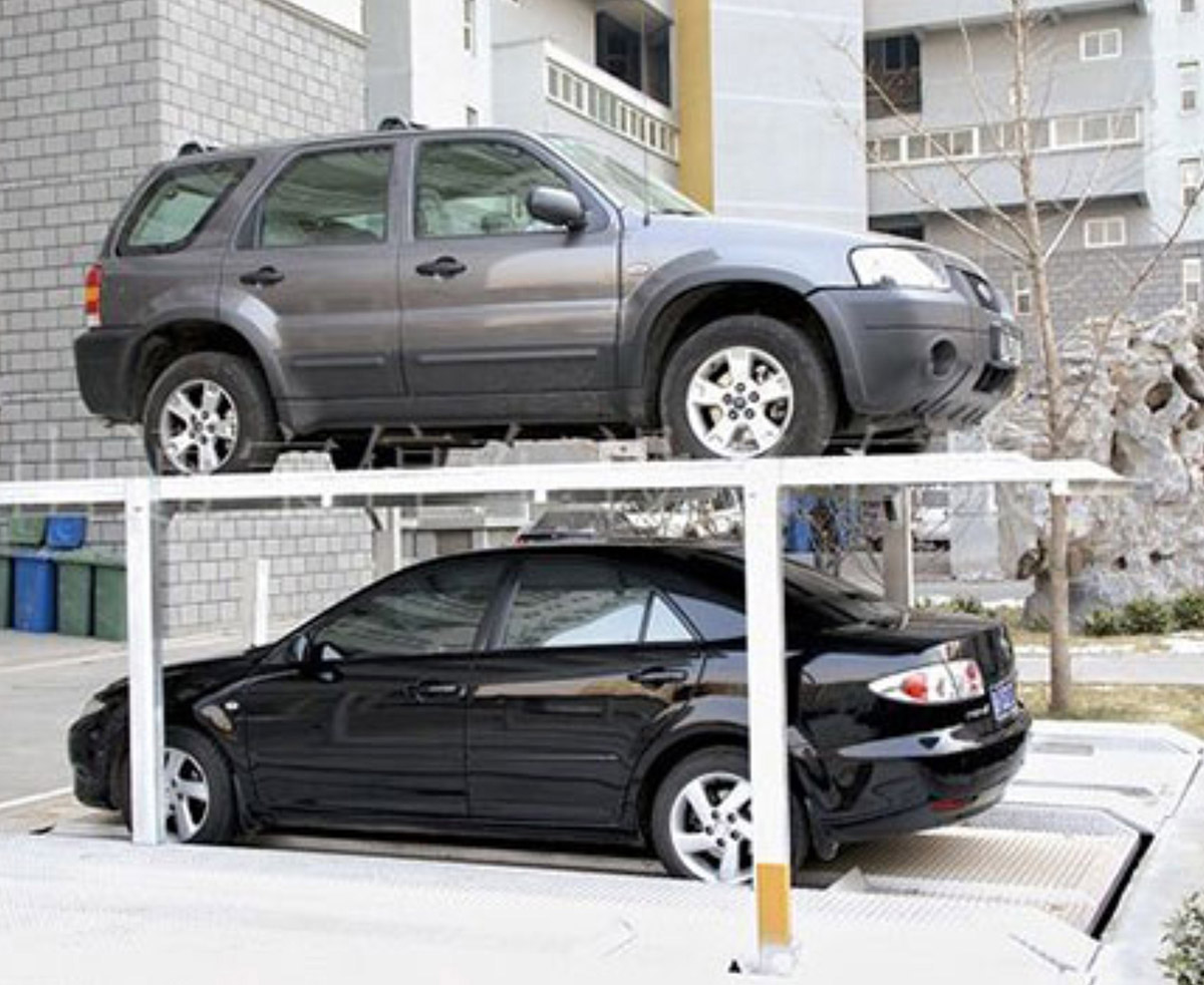达拉特停车设备负一正一二层地坑式简易升降立体停车